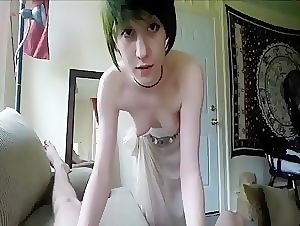 emo cosplay teen gives a great blowjob