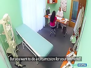 Patient Kirschley Swoon strips and turns on her back to get penetrated