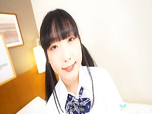 Rin Nanba comes back in a cute uniform to show off her sweet hairy pussy